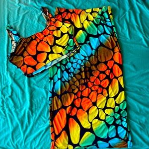 Vibrant giraffe print 2 piece set